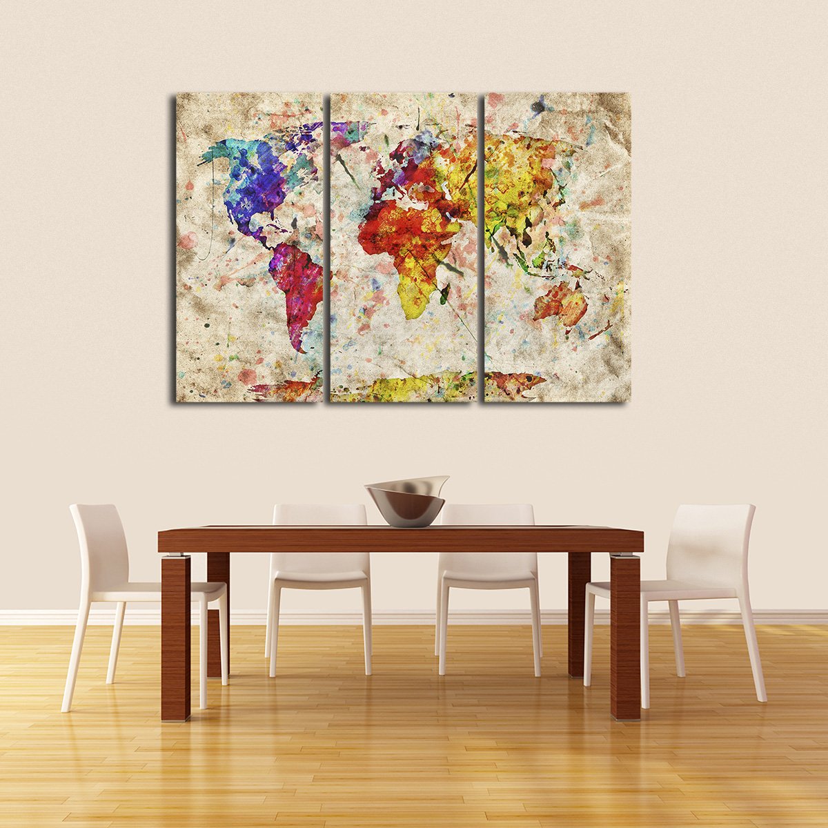 Retro Expression World Map Multi Panel Canvas Wall Art