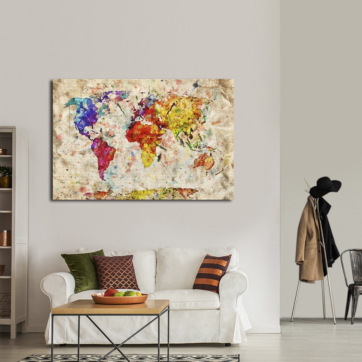 Retro Expression World Map Multi Panel Canvas Wall Art