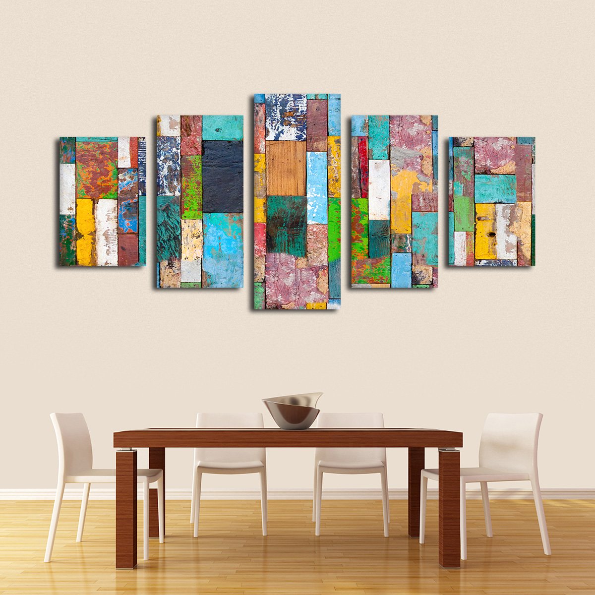 Retro Wood Multi Panel Canvas Wall Art