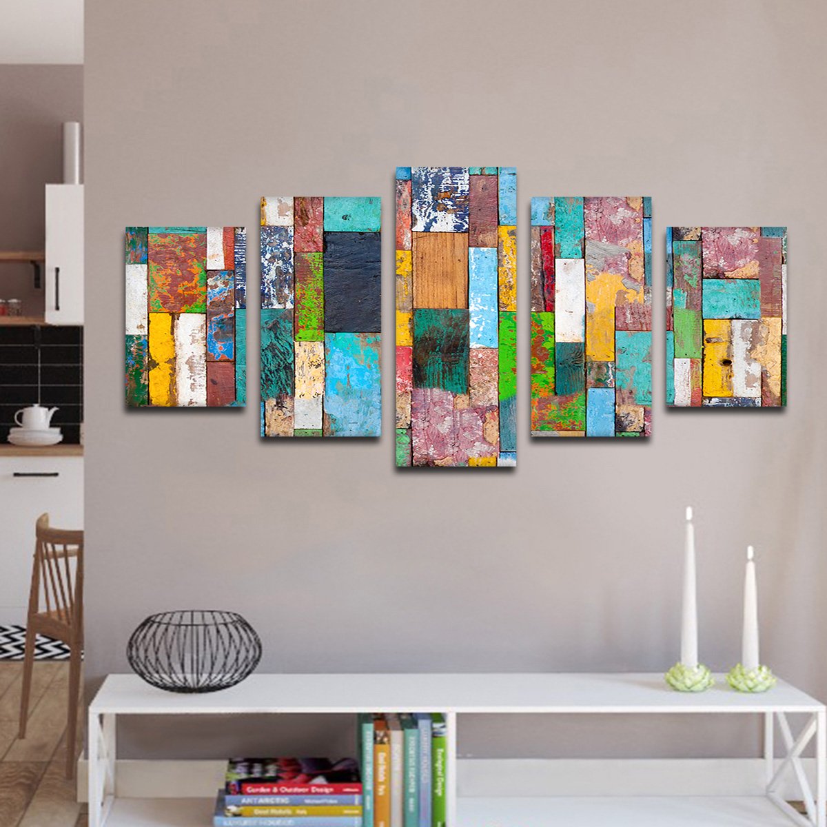 Retro Wood Multi Panel Canvas Wall Art