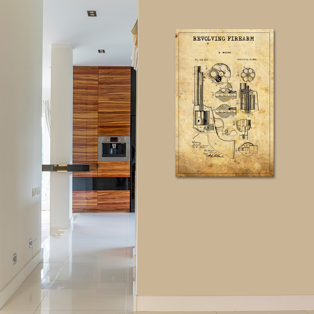 Revolving Firearm Patent Canvas Wall Art