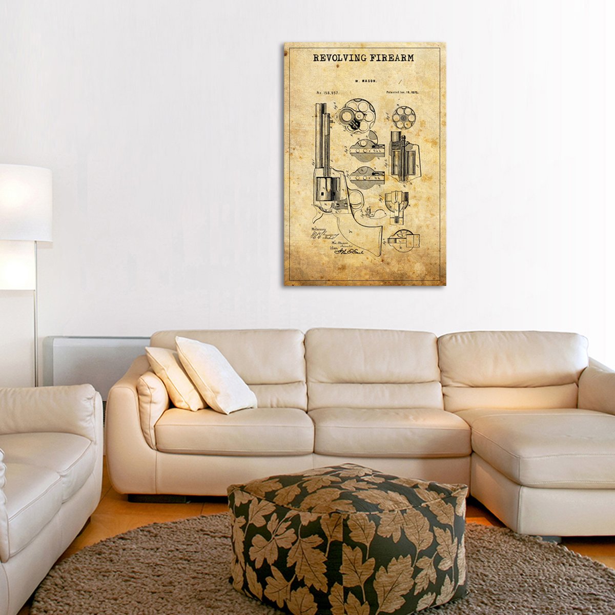 Revolving Firearm Patent Canvas Wall Art