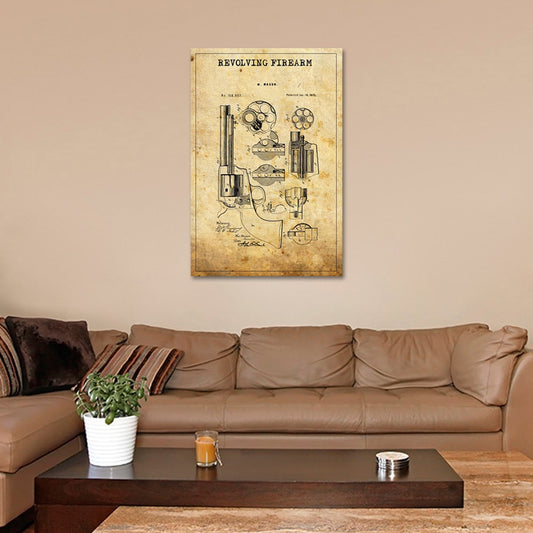 Revolving Firearm Patent Canvas Wall Art