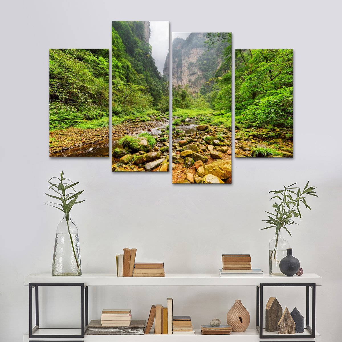 River Among Woods Multi Panel Canvas Wall Art