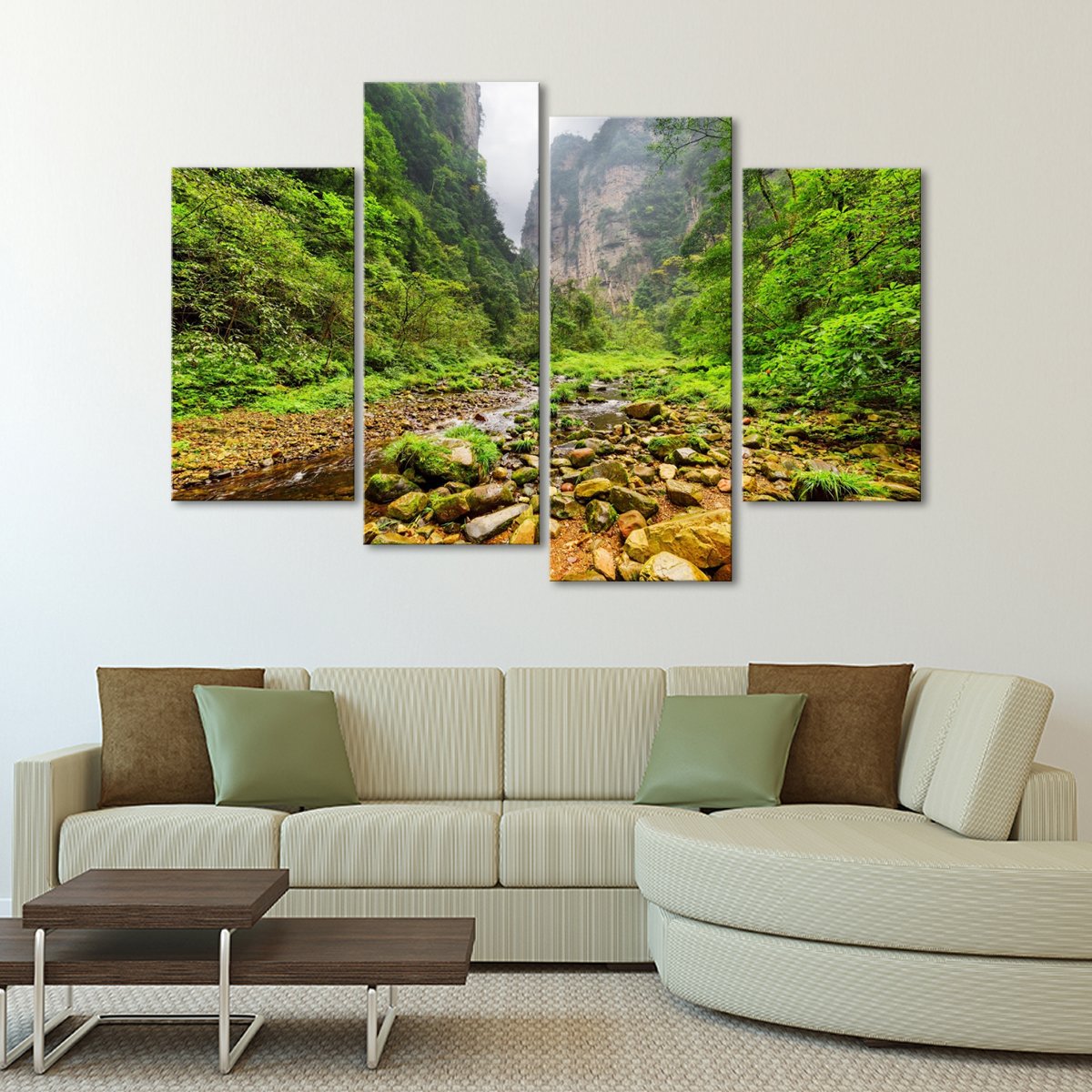 River Among Woods Multi Panel Canvas Wall Art