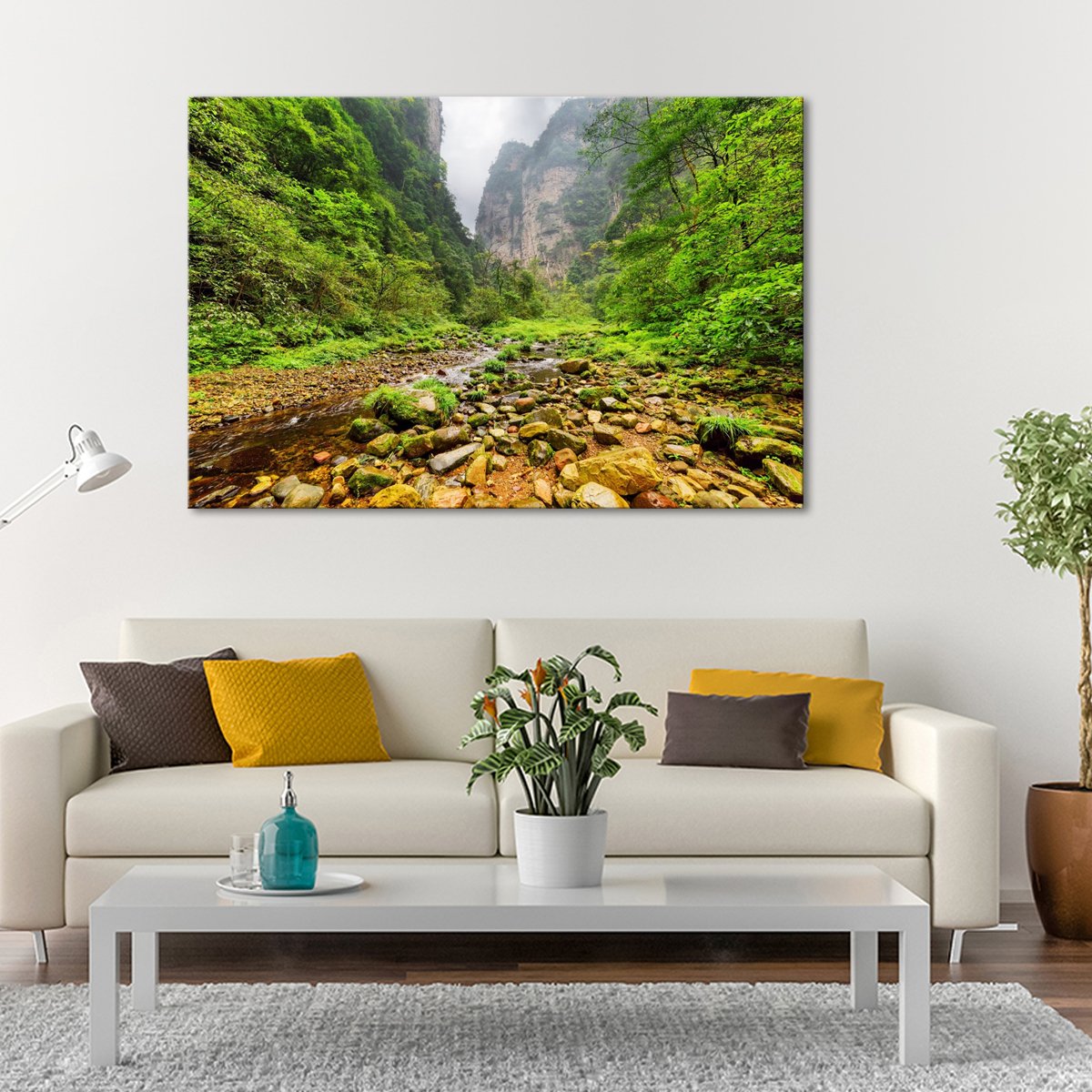 River Among Woods Multi Panel Canvas Wall Art
