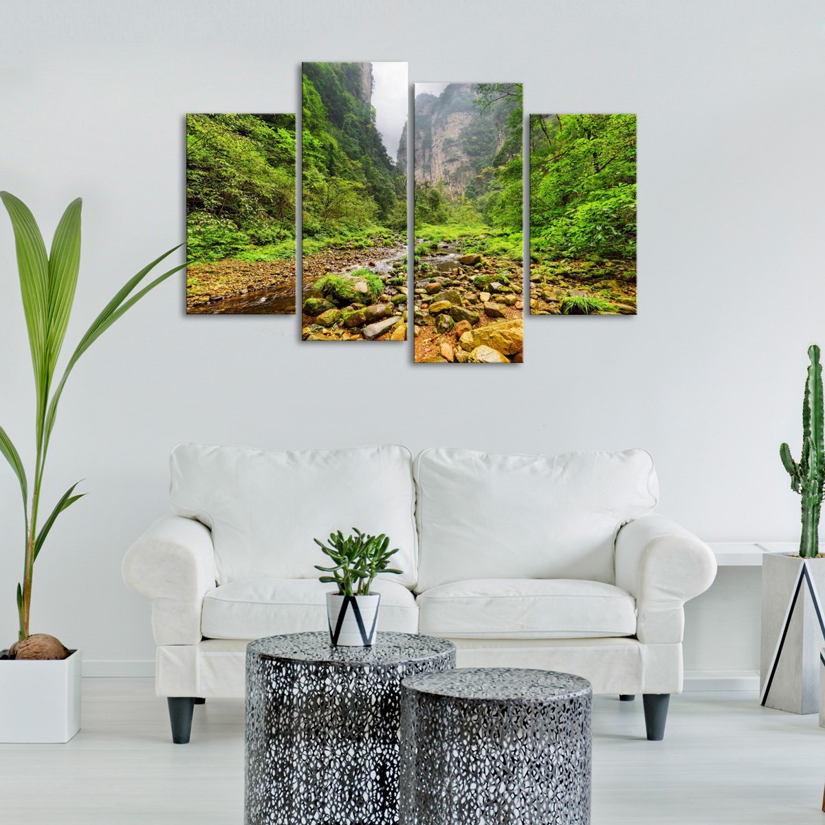 River Among Woods Multi Panel Canvas Wall Art