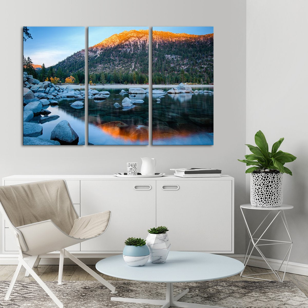 Rocks at Tahoe Multi Panel Canvas Wall Art