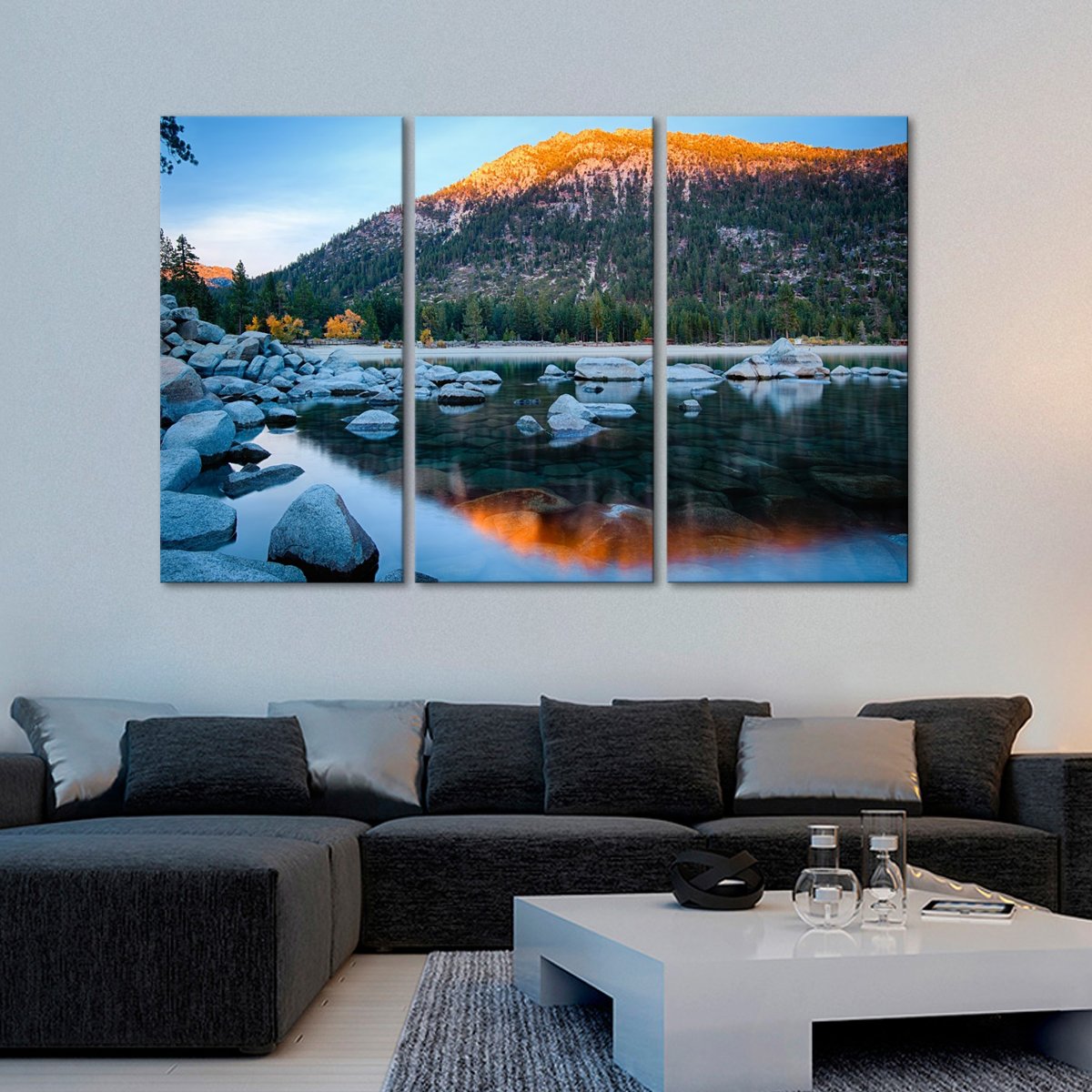 Rocks at Tahoe Multi Panel Canvas Wall Art
