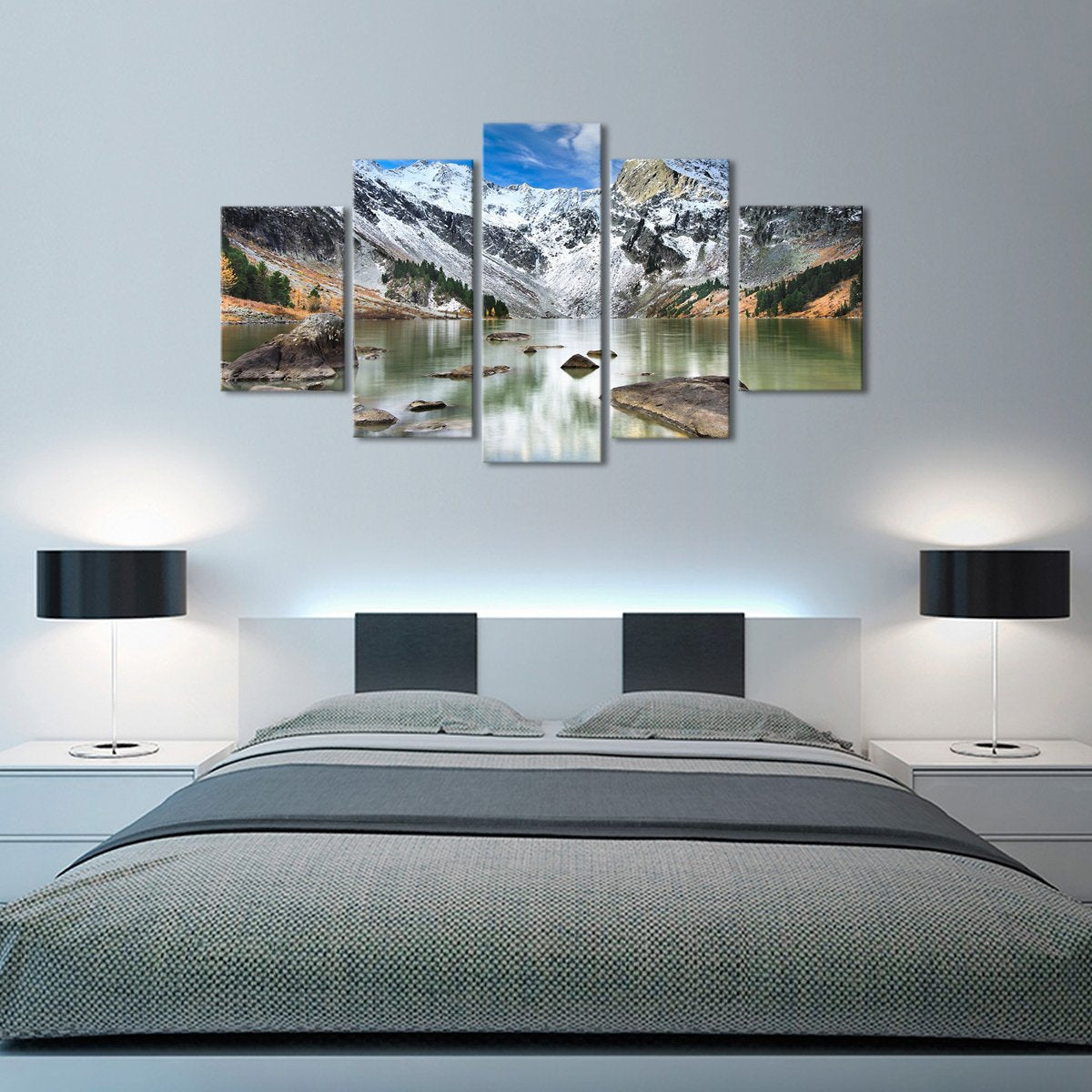 Rocks by the Mountain Multi Panel Canvas Wall Art