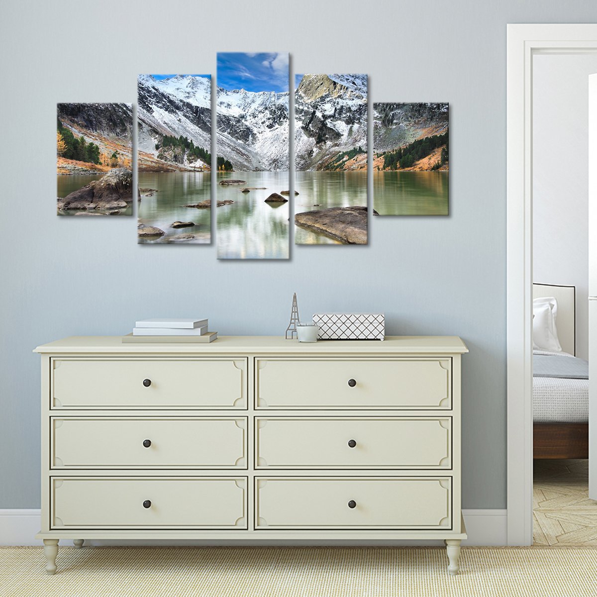 Rocks by the Mountain Multi Panel Canvas Wall Art
