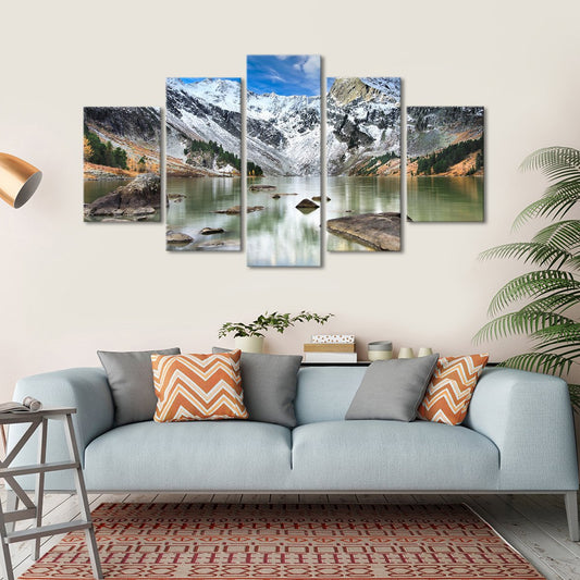 Rocks by the Mountain Multi Panel Canvas Wall Art