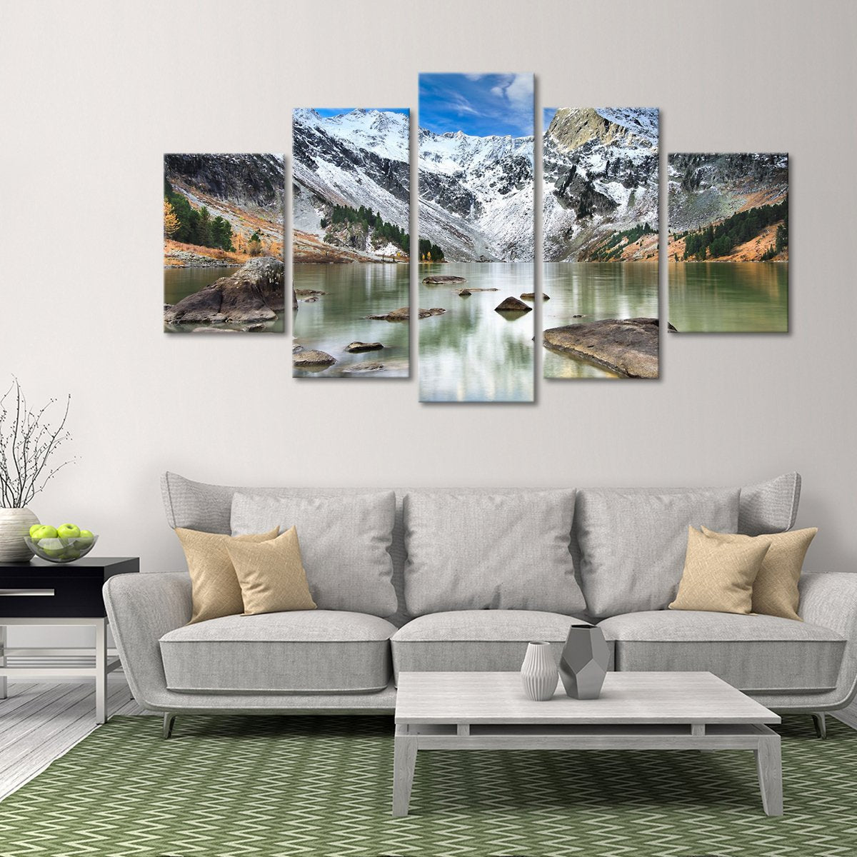 Rocks by the Mountain Multi Panel Canvas Wall Art