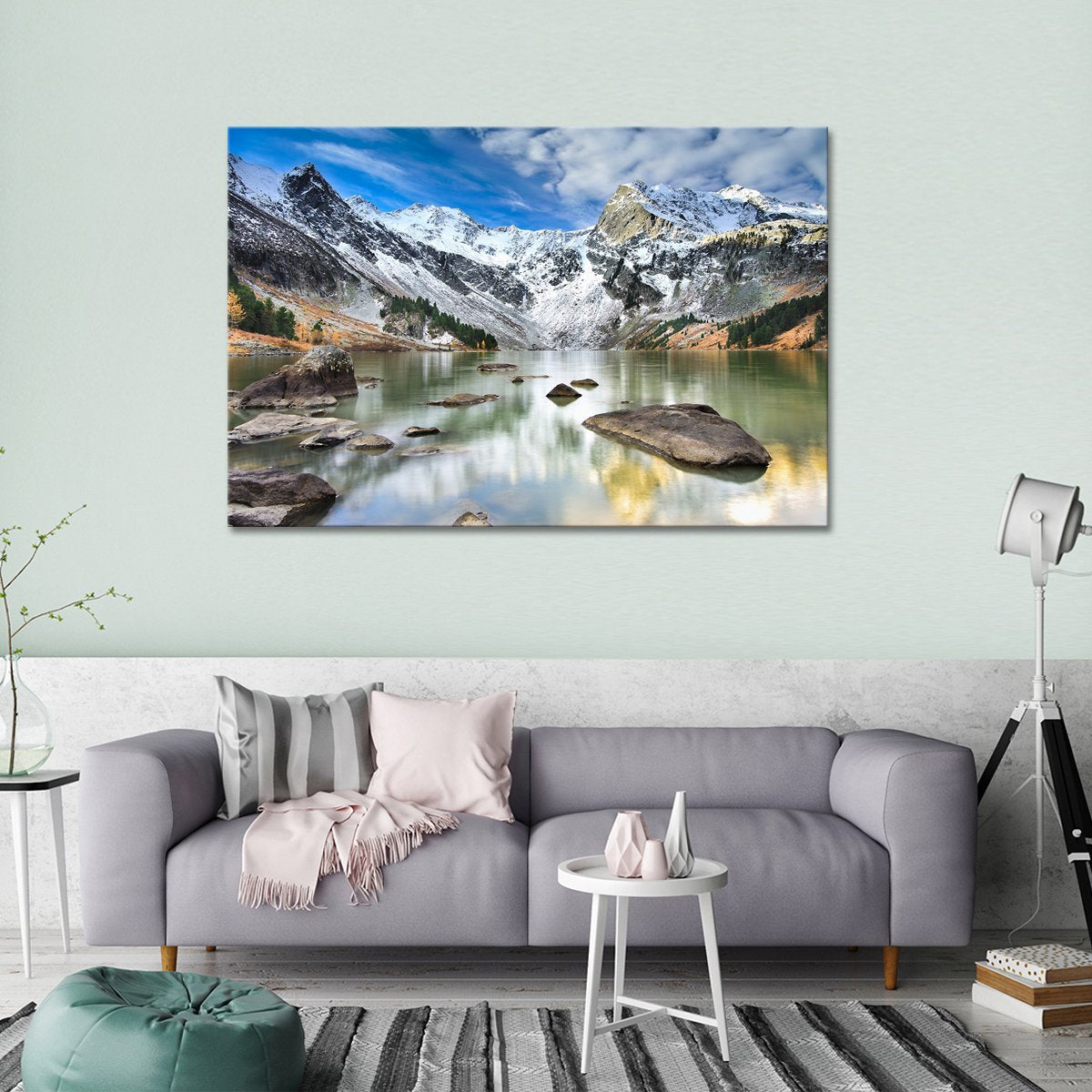 Rocks by the Mountain Multi Panel Canvas Wall Art