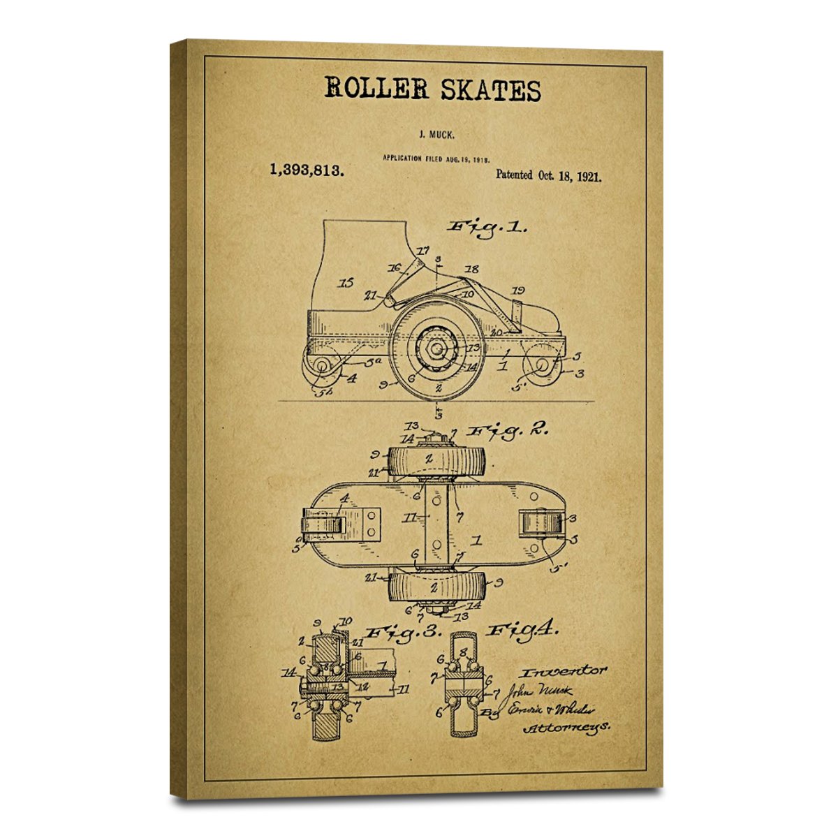 Roller Skates Patent Canvas Wall Art