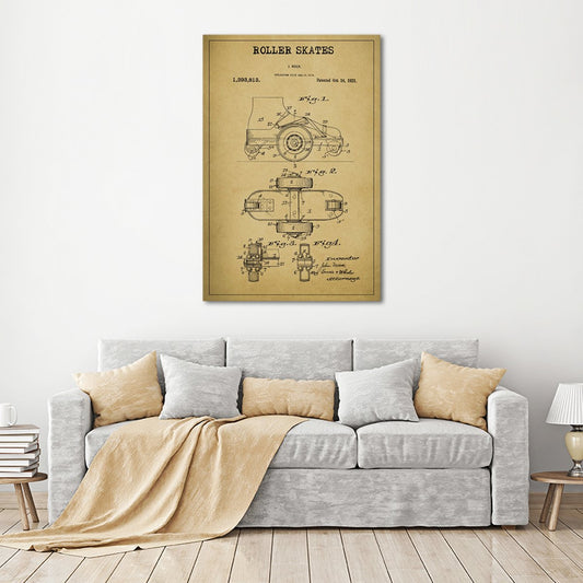 Roller Skates Patent Canvas Wall Art