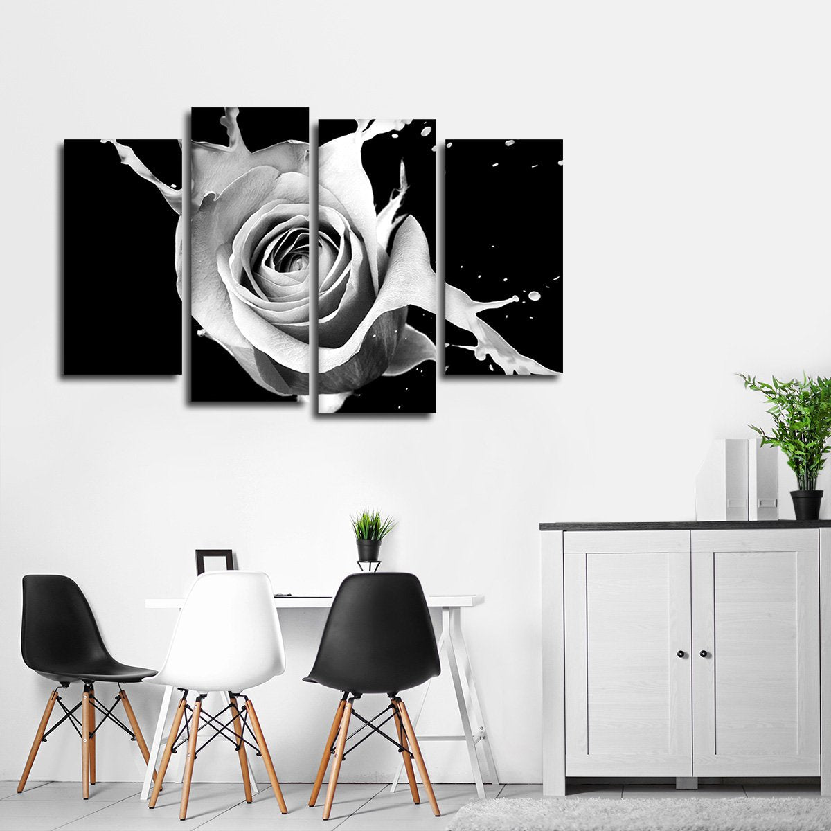 Rose Splash Multi Panel Canvas Wall Art