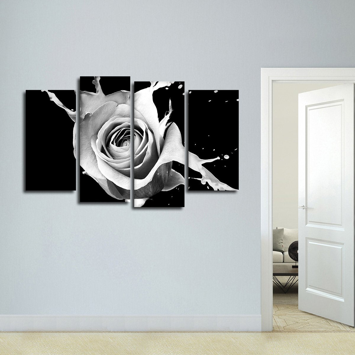 Rose Splash Multi Panel Canvas Wall Art