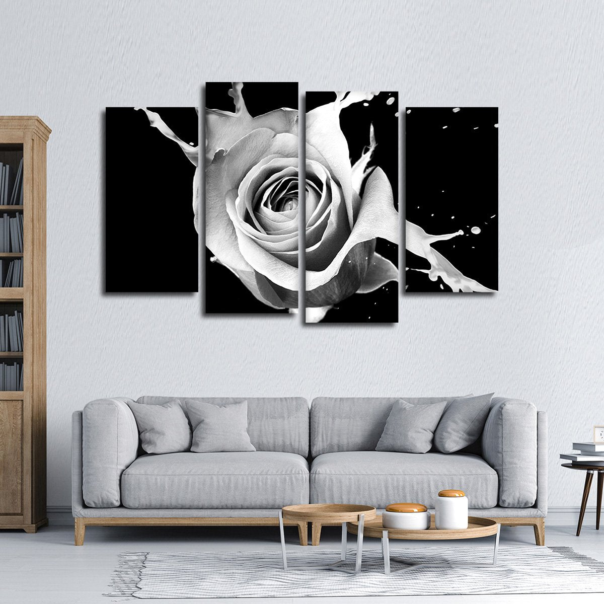 Rose Splash Multi Panel Canvas Wall Art
