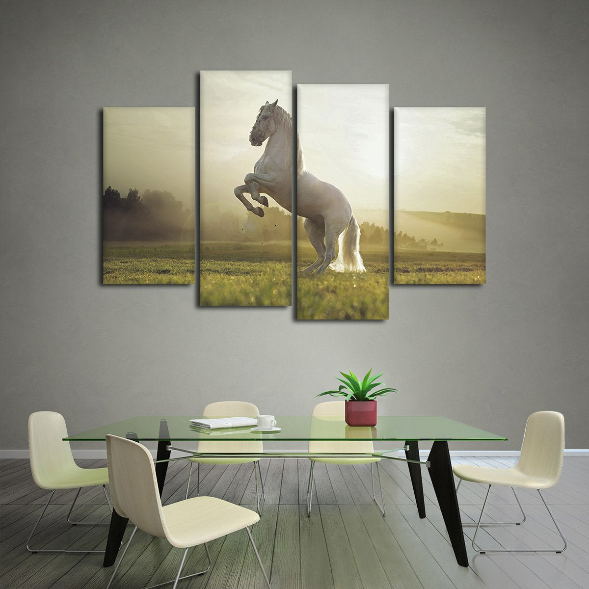 Royal White Horse Multi Panel Canvas Wall Art