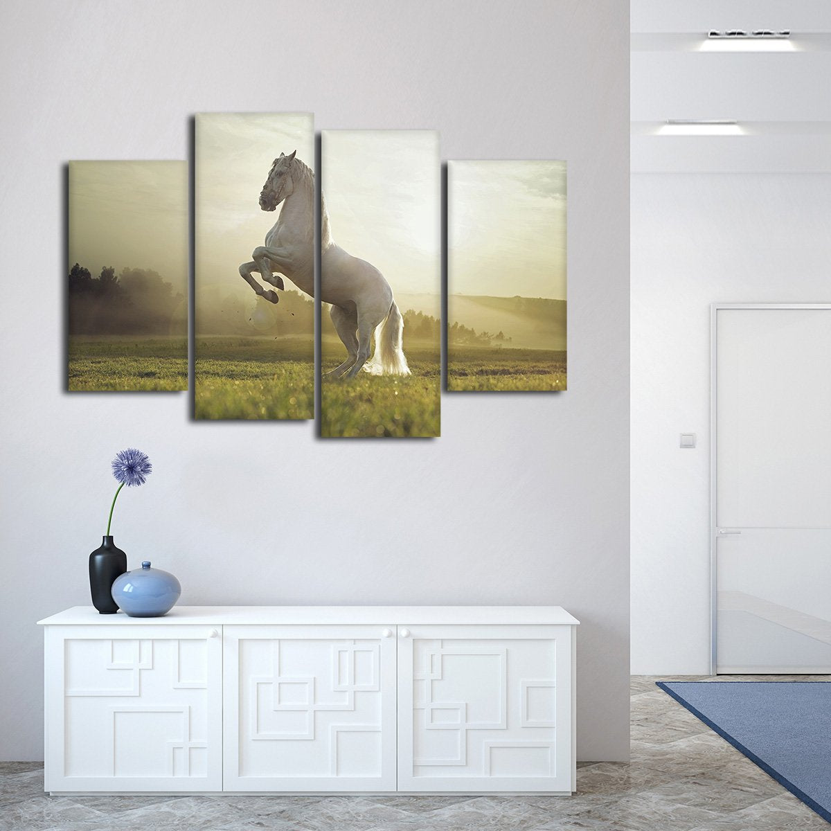 Royal White Horse Multi Panel Canvas Wall Art
