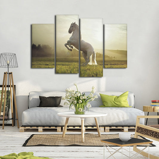 Royal White Horse Multi Panel Canvas Wall Art