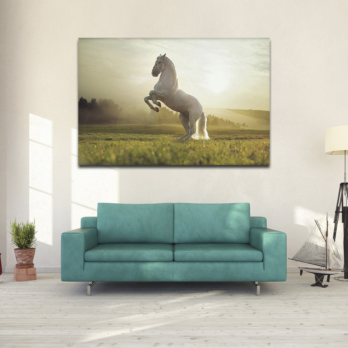 Royal White Horse Multi Panel Canvas Wall Art
