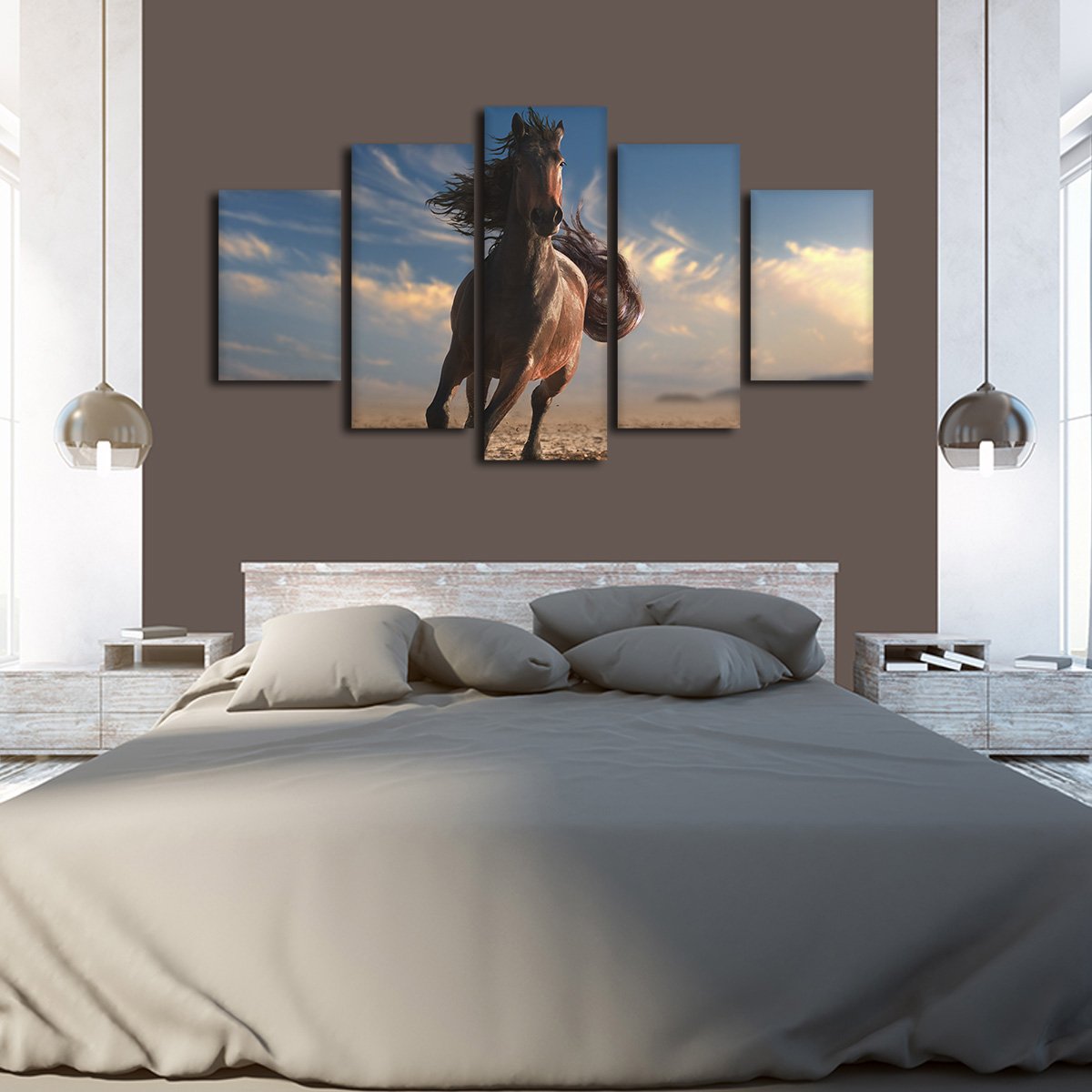 Running Horse Multi Panel Canvas Wall Art