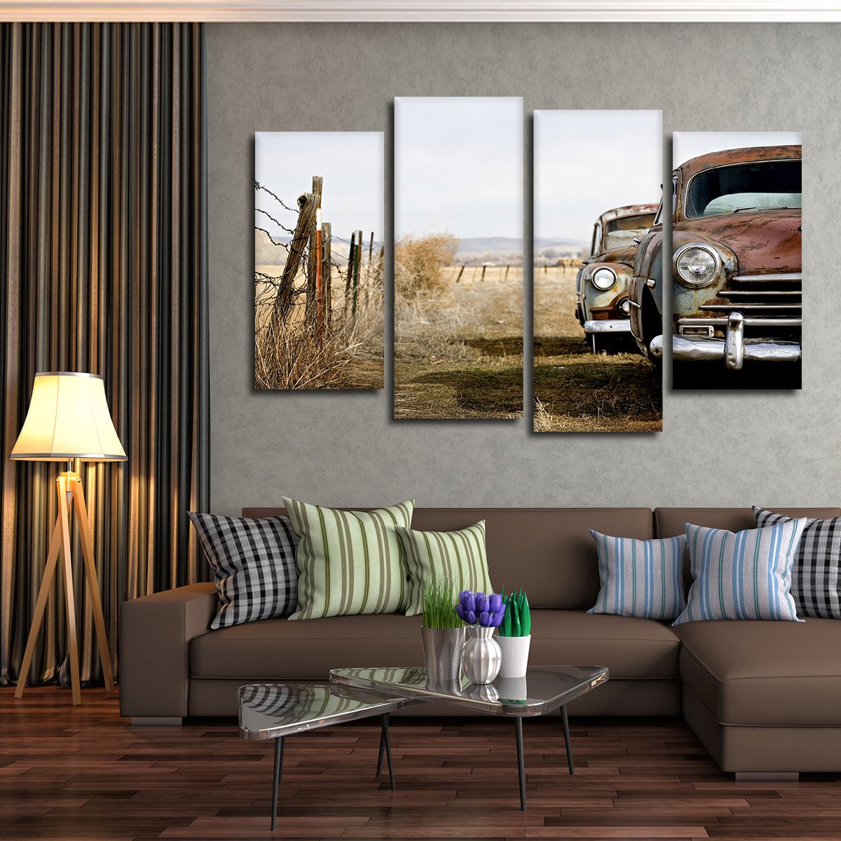 Rural Automobiles Multi Panel Canvas Wall Art