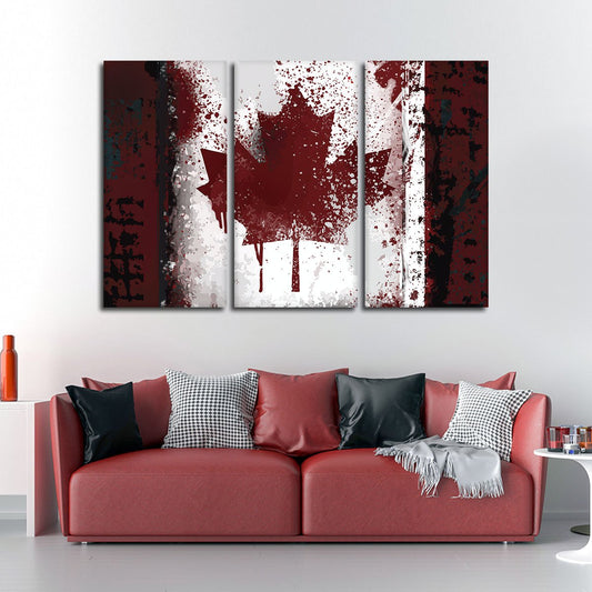 Rustic Canada Flag Multi Panel Canvas Wall Art