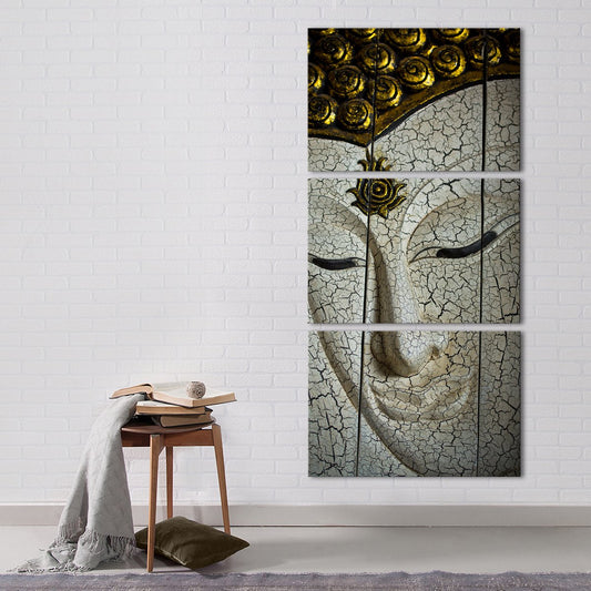 Rustic White Buddha Multi Panel Canvas Wall Art