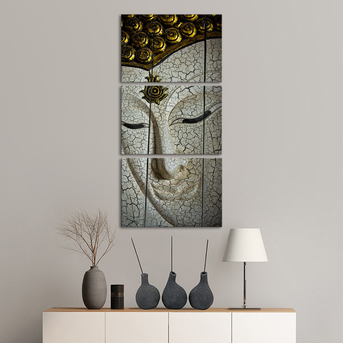 Rustic White Buddha Multi Panel Canvas Wall Art