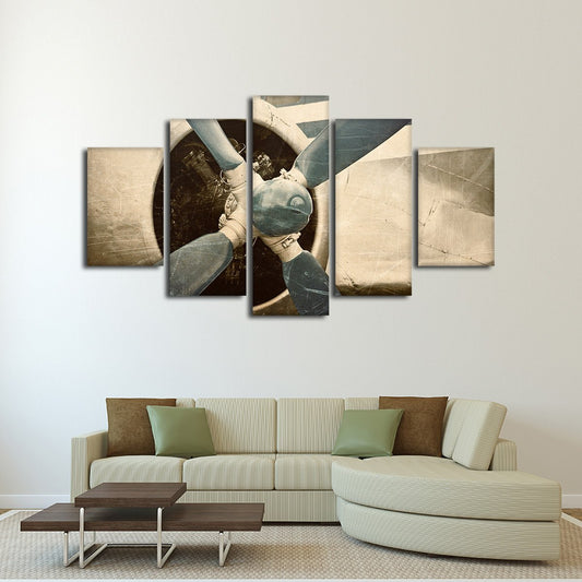 Rustic Engine Close Up Multi Panel Canvas Wall Art
