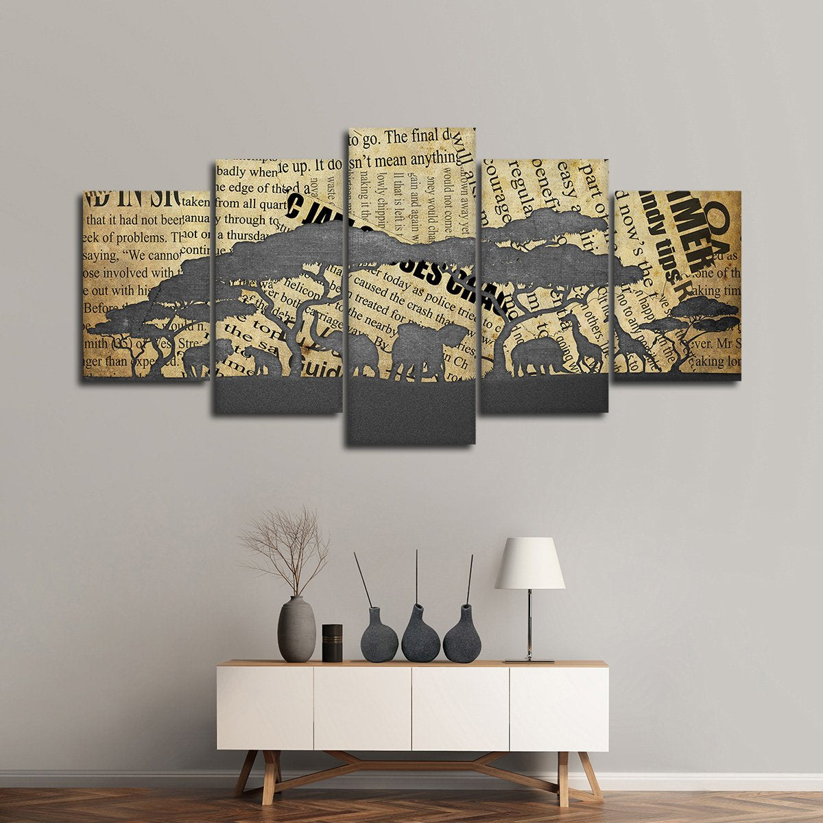 Safari Cutout Multi Panel Canvas Wall Art