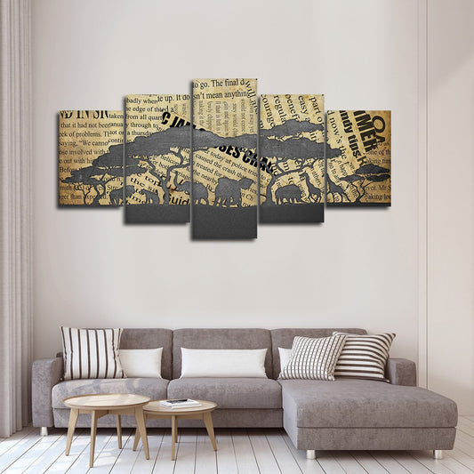 Safari Cutout Multi Panel Canvas Wall Art