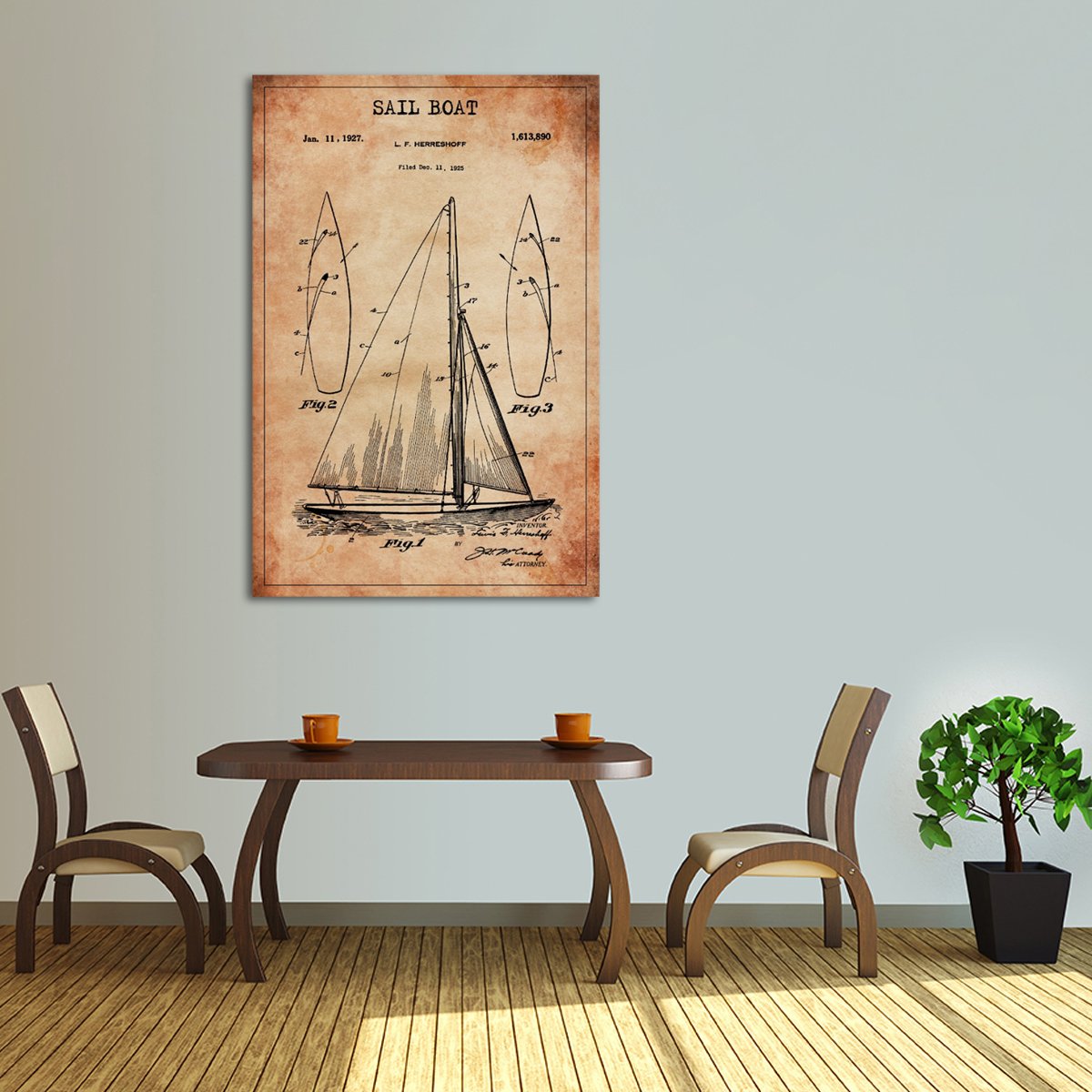 Sail Boat Patent Canvas Wall Art