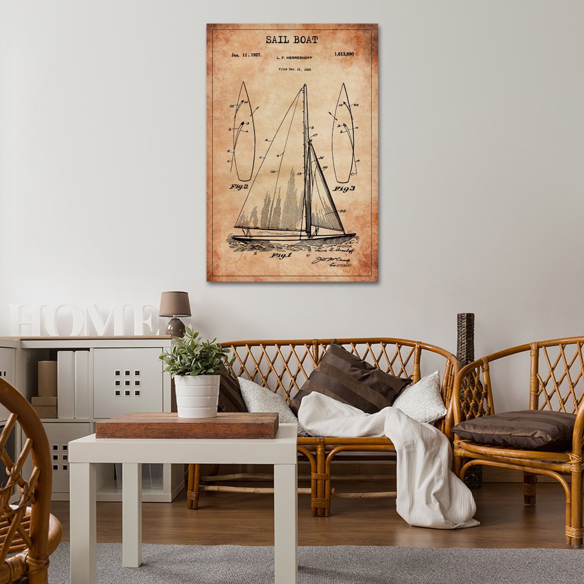 Sail Boat Patent Canvas Wall Art