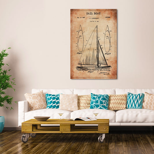 Sail Boat Patent Canvas Wall Art