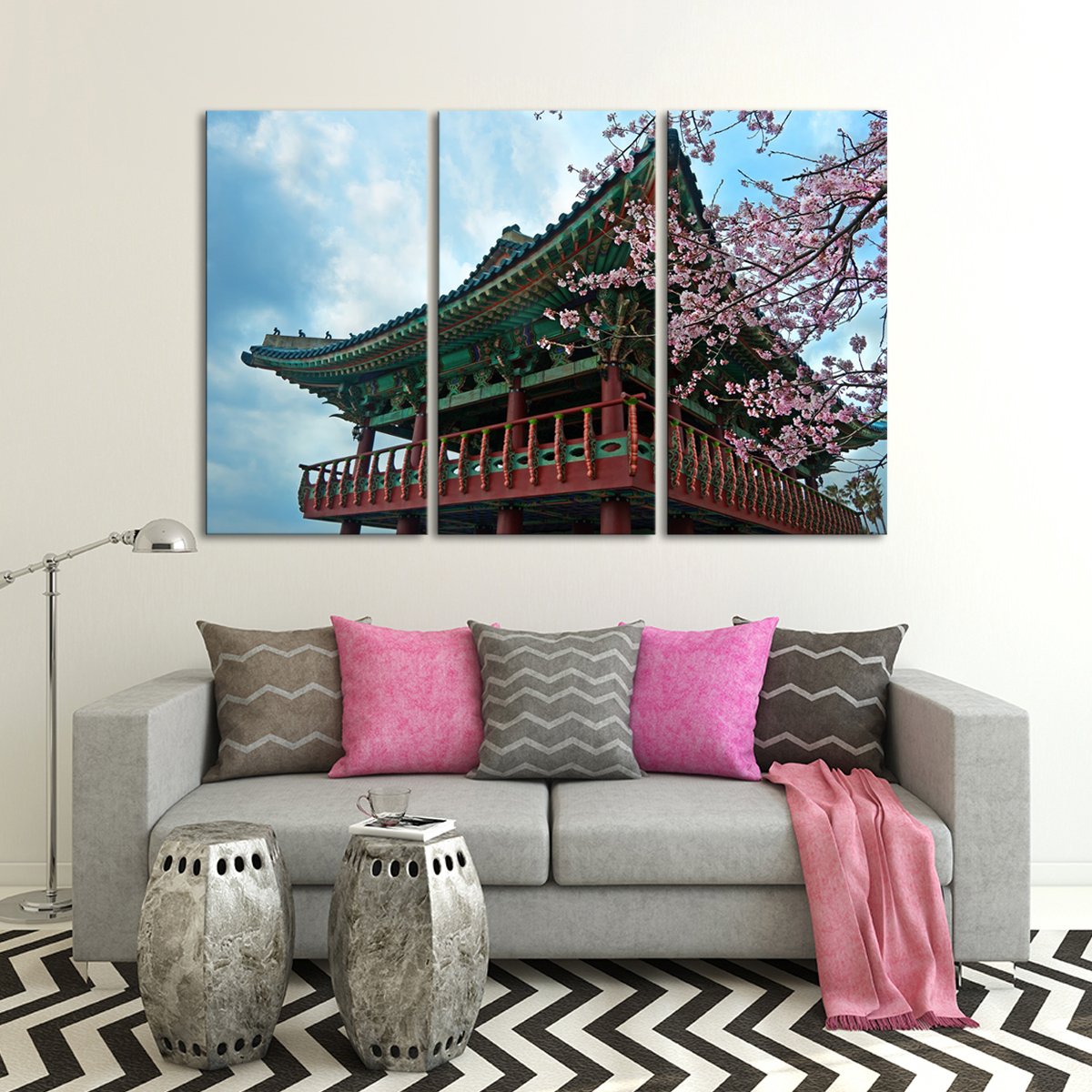Sakura in Korea Multi Panel Canvas Wall Art