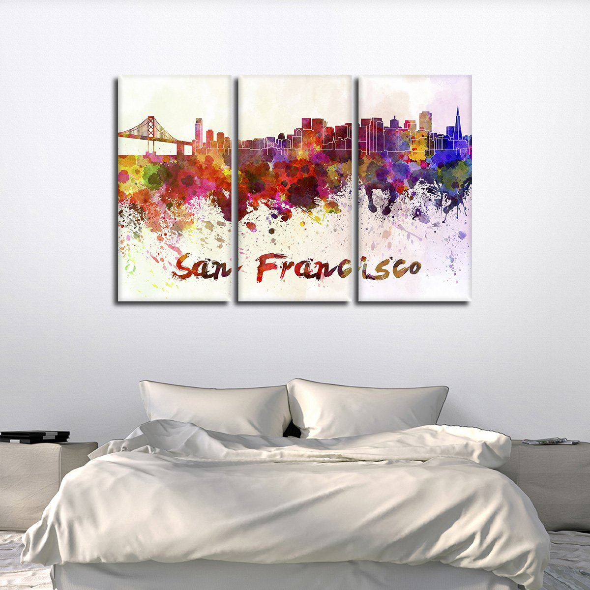 San Francisco Watercolor Skyline Multi Panel Canvas Wall Art