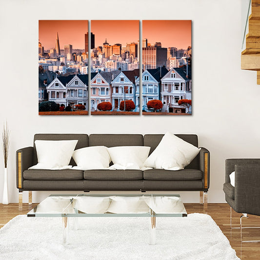 San Francisco Houses Multi Panel Canvas Wall Art