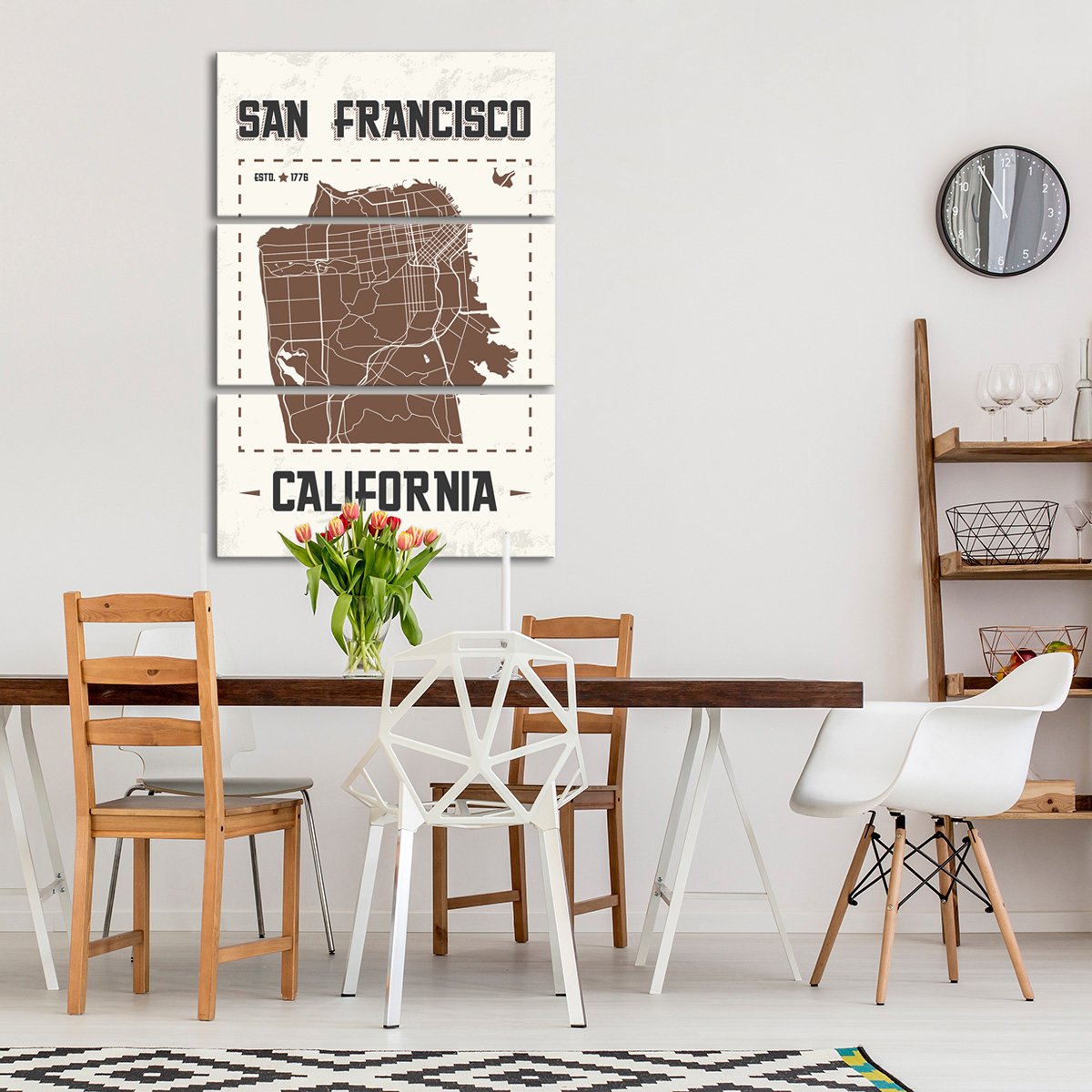 San Francisco Map Multi Panel Canvas Wall Art