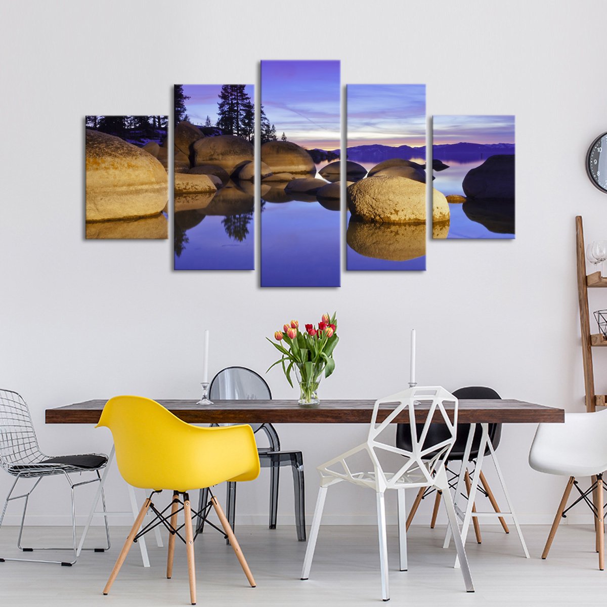 Sand Harbor Sunset Multi Panel Canvas Wall Art