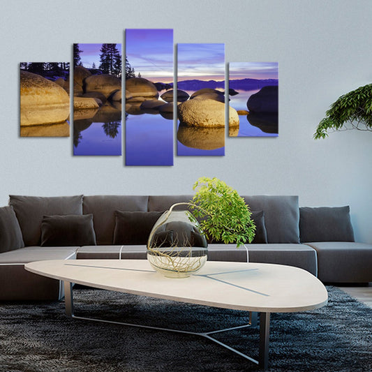 Sand Harbor Sunset Multi Panel Canvas Wall Art