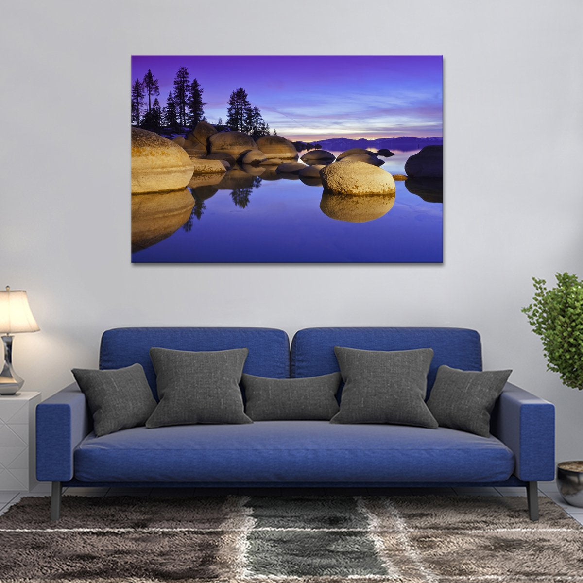 Sand Harbor Sunset Multi Panel Canvas Wall Art
