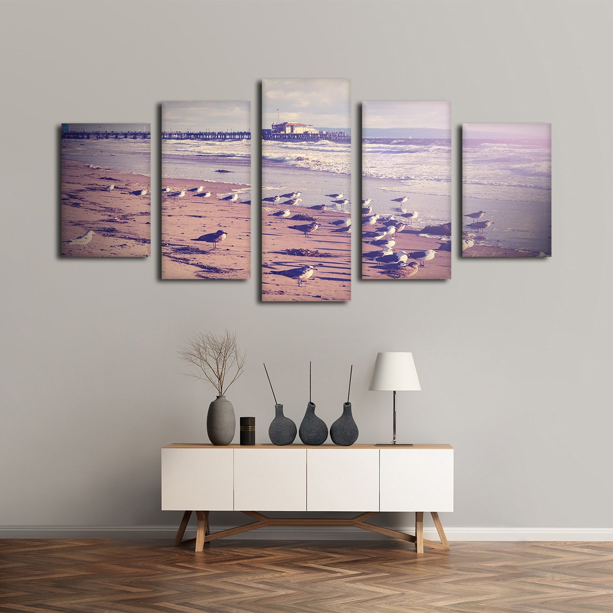 Santa Monica Beach Multi Panel Canvas Wall Art