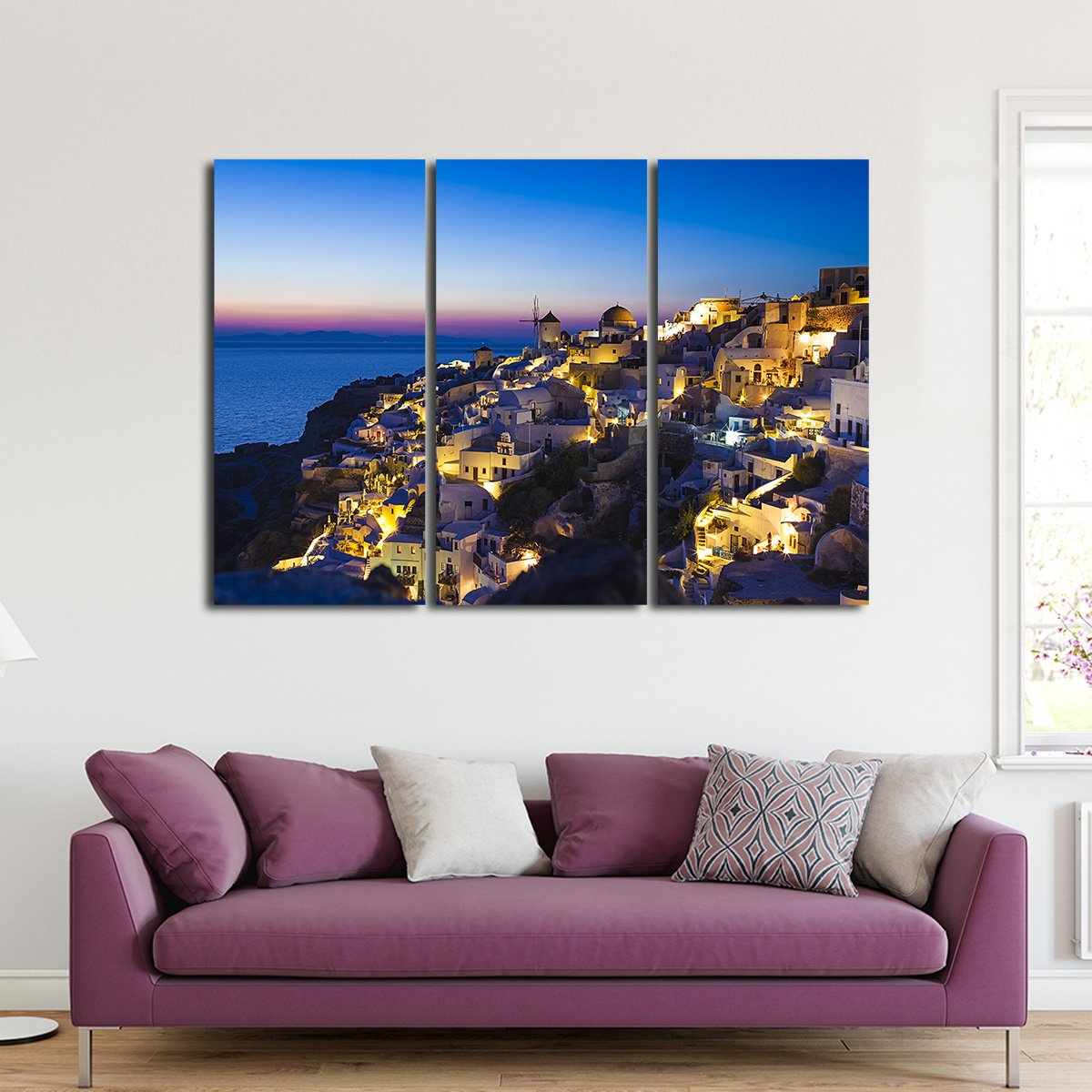 Santorini at Sunset Multi Panel Canvas Wall Art