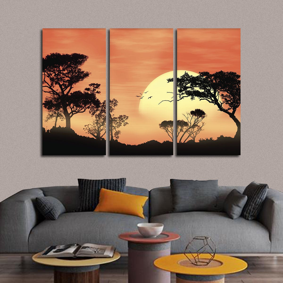 Savanna Sunset Multi Panel Canvas Wall Art