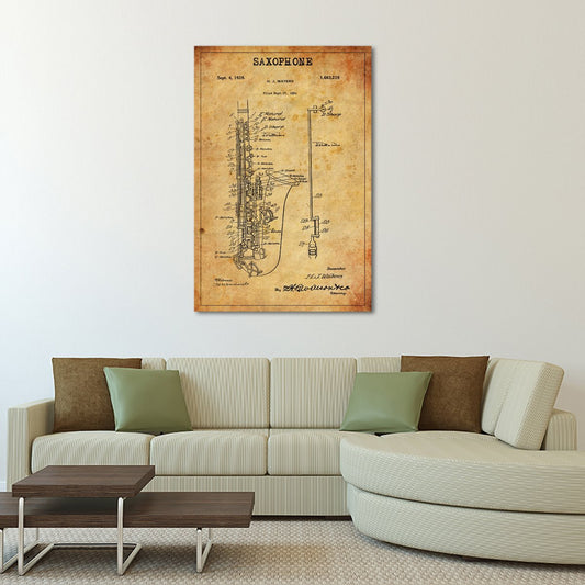 Saxophone Patent Canvas Wall Art