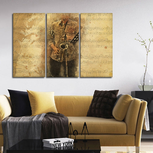 Saxophone Tunes Multi Panel Canvas Wall Art